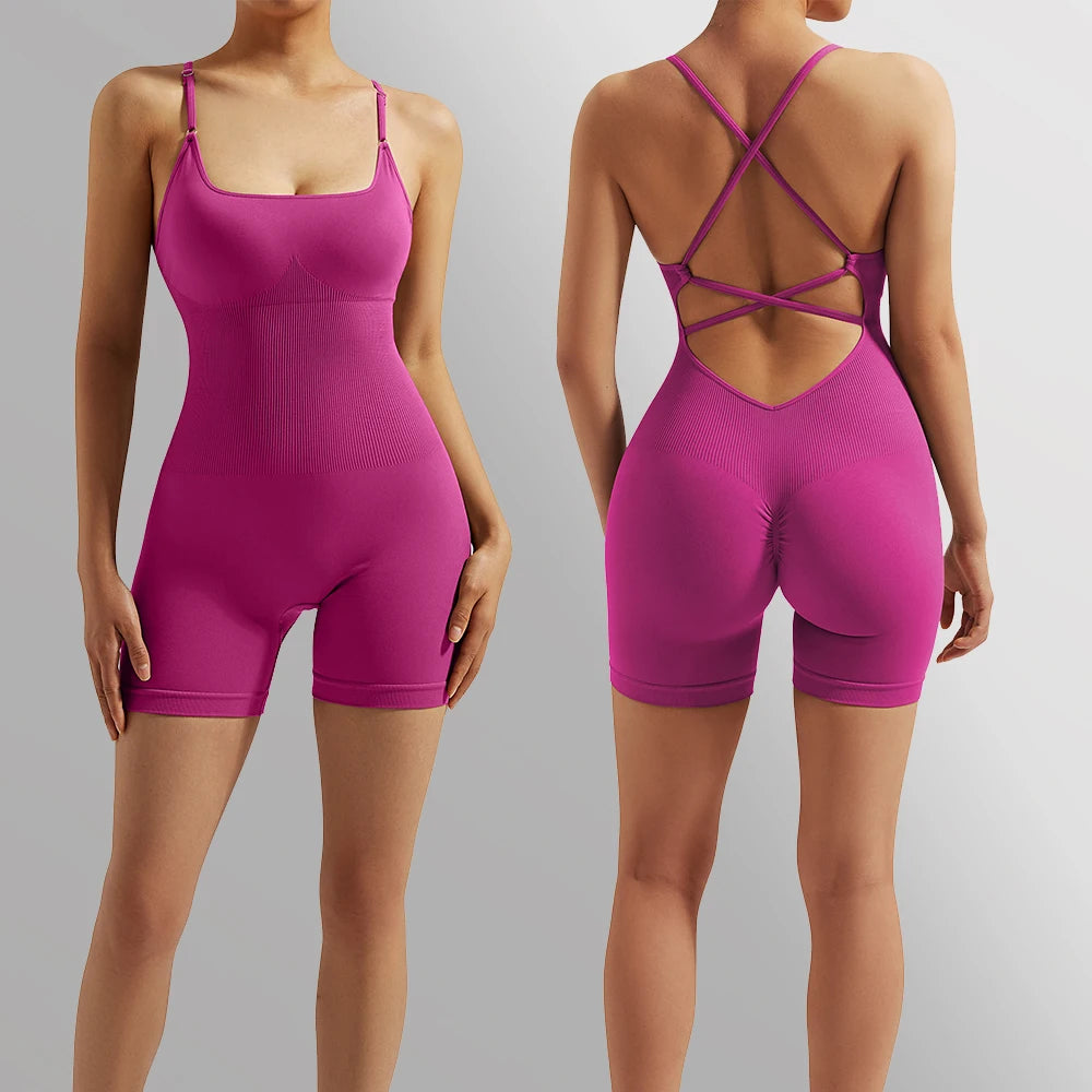 Women's Sexy Backless Tank Rompers Top Bodycon One Piece Halter Sleeveless Bodysuit Summer Sleeveless Short Jumpsuits Women