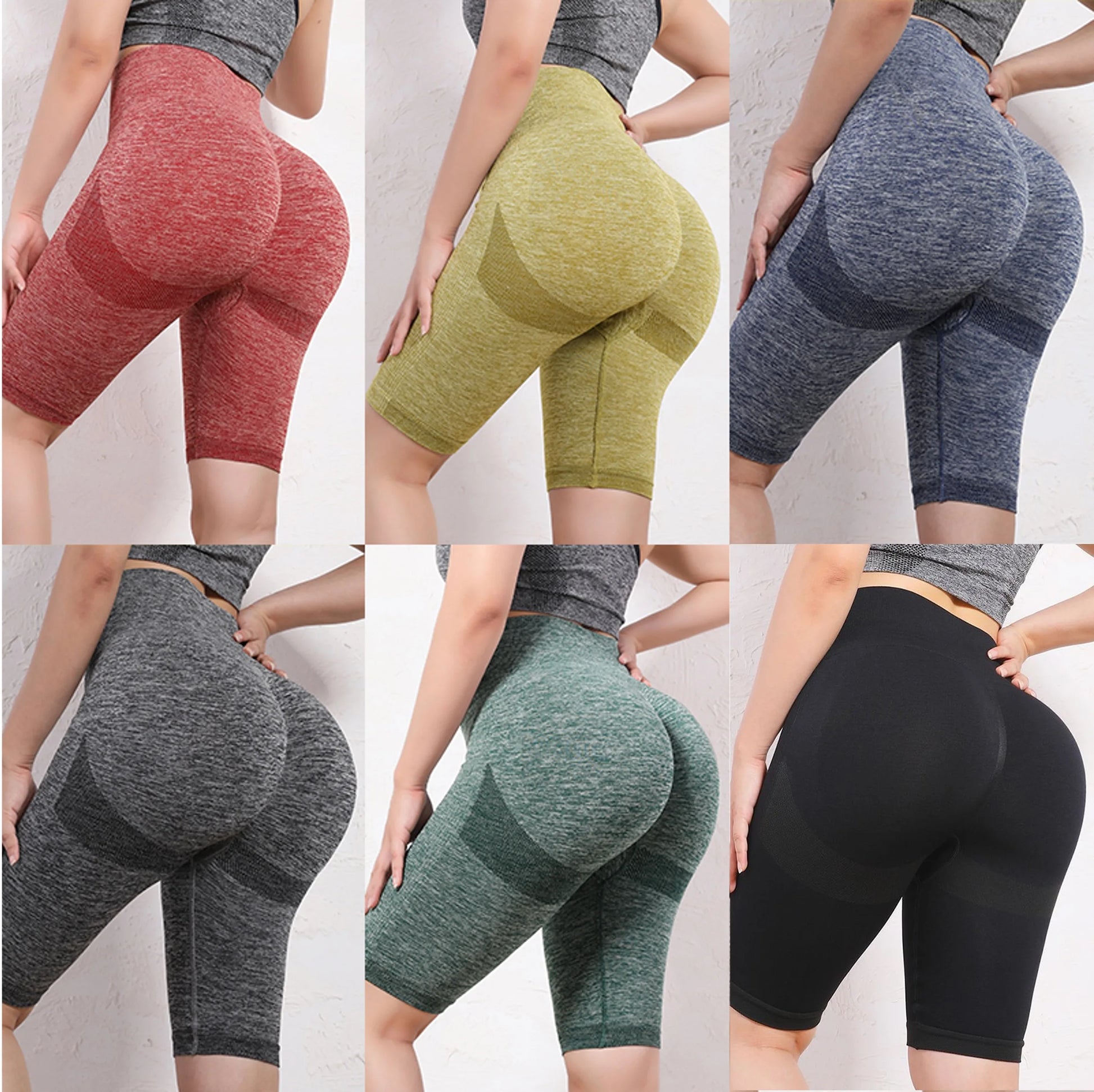 Pantalones cortos elásticos para mujer, cintura alta, control de abdomen, fruncidos, sin costuras, para realzar  glúteos, mallas de compresión para entrenamiento en el gimnasio.
