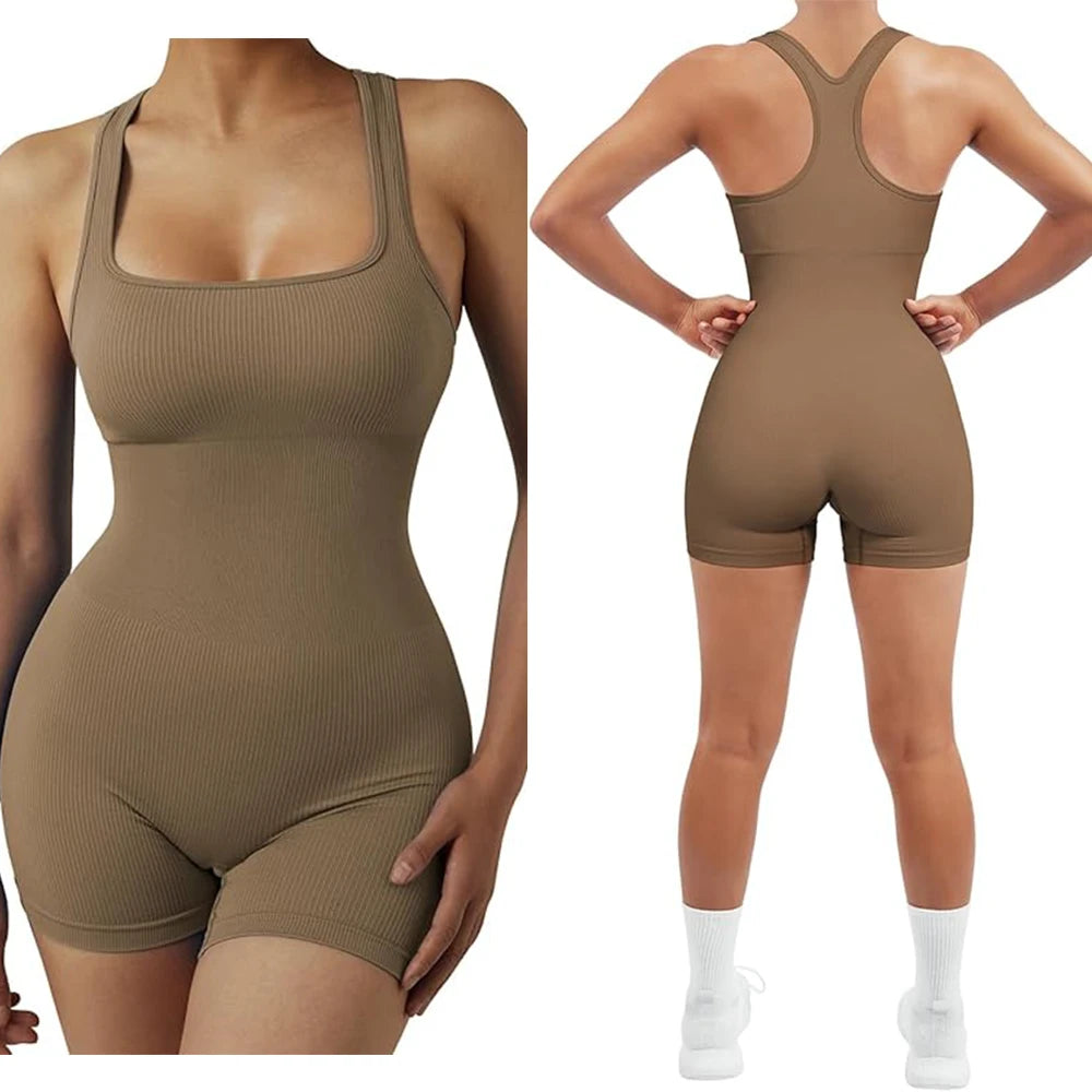 Seamless Bodysuiyts for Women  Contracted Tummy Control Rompers Sexy Sleeveless Backless  Yoga Sets Jumpsuits Women's Clothings